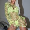 Women Sexy Hollow Out Long Sleeve Tight Bodysuit Lingerie Set