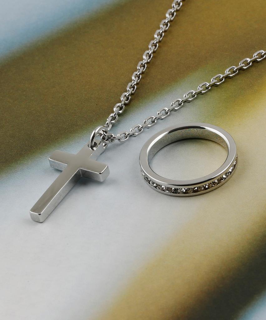Shoveoff Svn-112 Cross Friendship Couple Ring Necklace