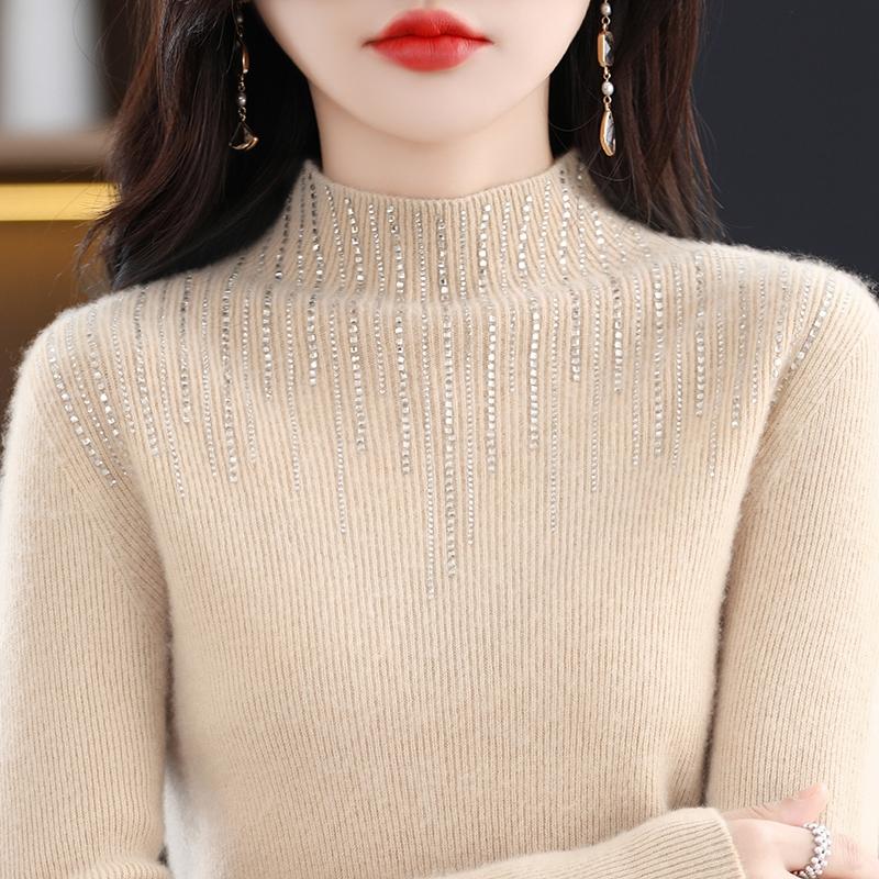 Women's Cashmere Sweater Qinghe Cashmere 30% Cashmere 70% Wool Women's Autumn and Winter Cashmere Pullover Soft and Warm