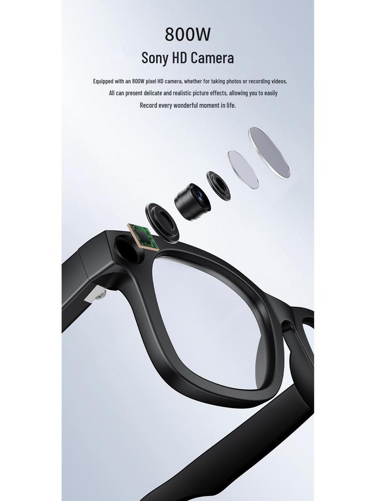 KI Smart 800W HD Video Bluetooth Brille: Kamera, Erkennung, Übersetzung & Musik