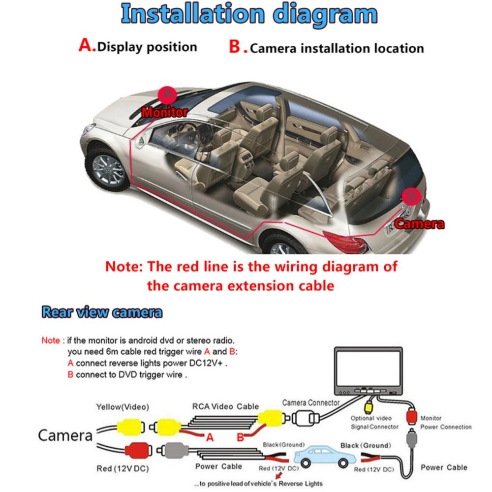 Universelles 6-m-Videokabel für die Rückfahrkamera im Auto, 6-m-RCA-Kabel zum Anschluss der Rückfahrkamera an den Multimedia-Monitor im Auto