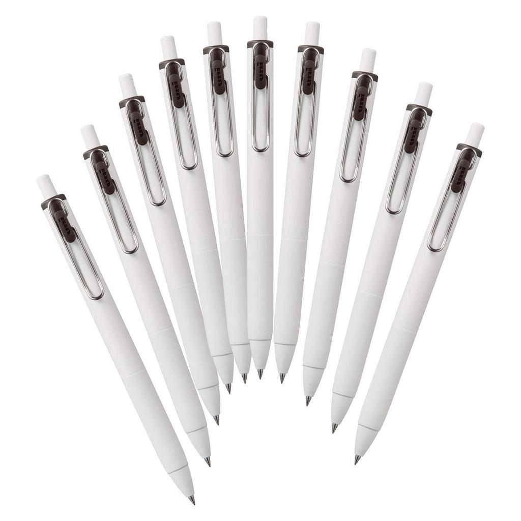 Mitsubishi Pencil Gel Ballpoint Pen, Uni-Ball One, 0.38mm, Brown/Black, 10-Piece Box, UMNS38.22