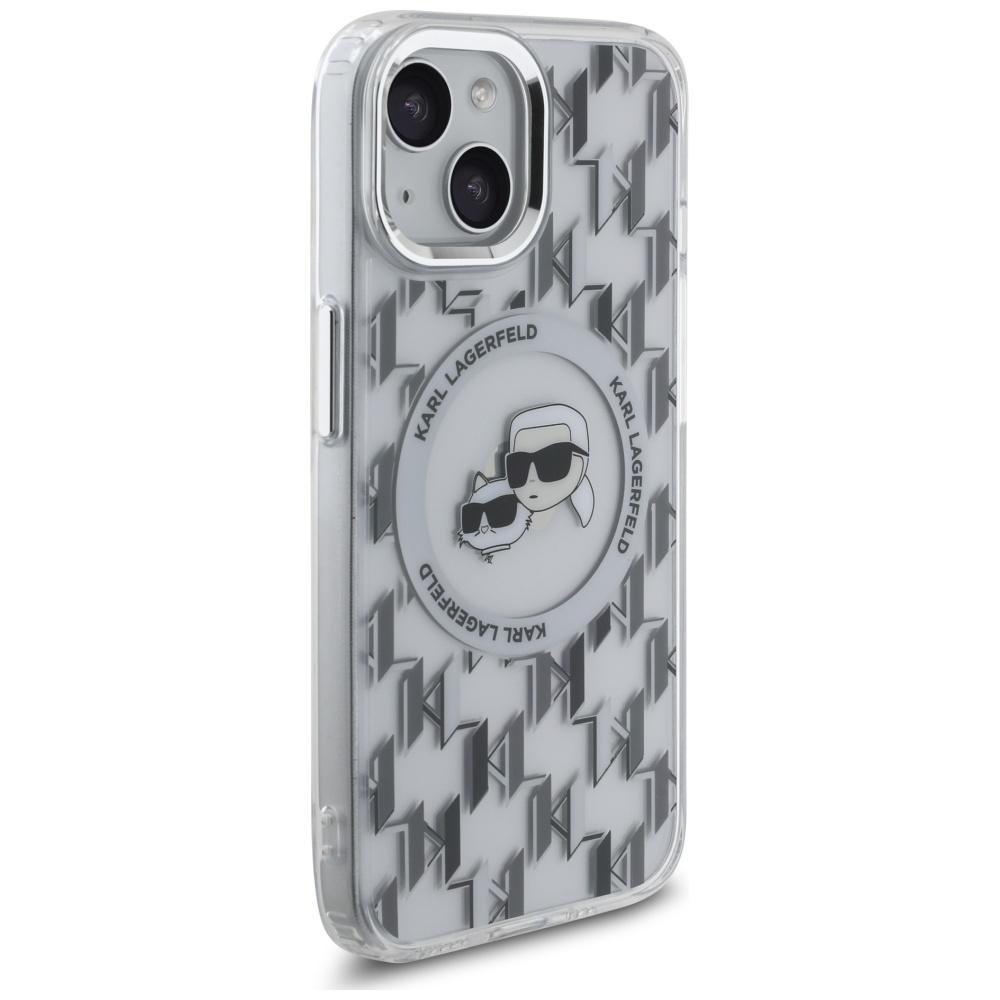 Karl Lagerfeld KLHMP15SHMCKMHT iPhone 15 6.1" Clear/Transparent IML Monogram Karl&Choupette Head MagSafe