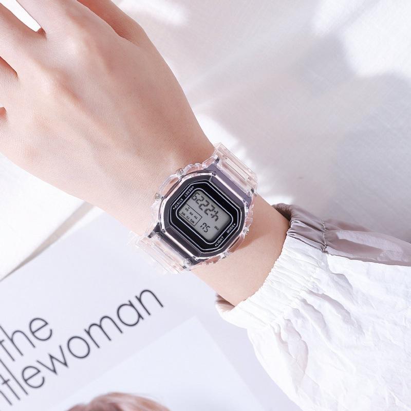 Sportuhr Student LED Elektronische Runde Uhr Bunt Herren Damen Quadratische Digitaluhren Gummiuhr