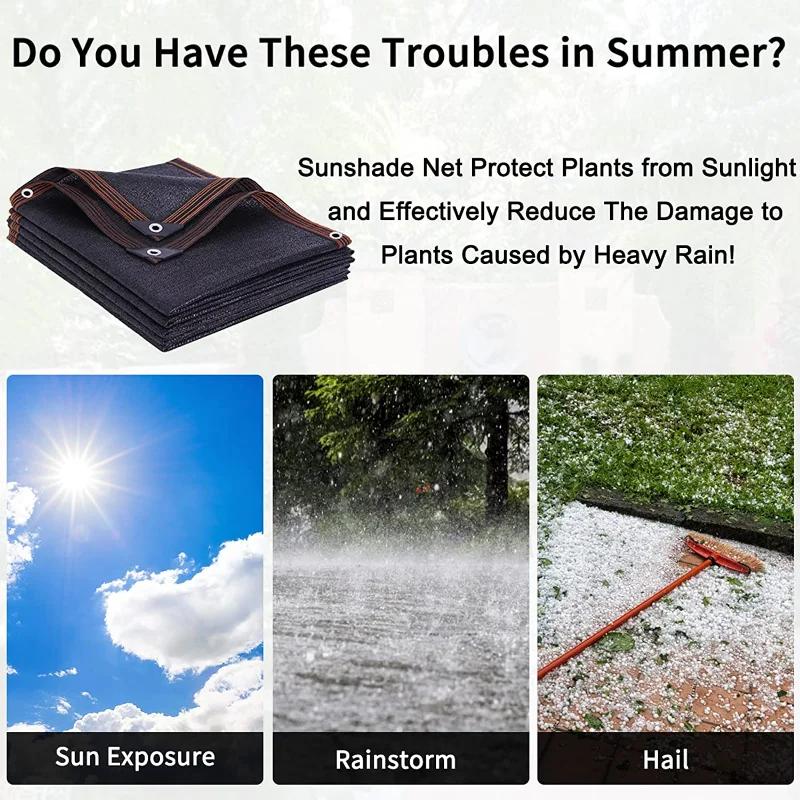 Black Shade Cloth Sunblock Mesh Cover Taped Edge With Grommets, Sun Net For Pergola, Plants Greenhouse, Gardens, Patio, Canopy