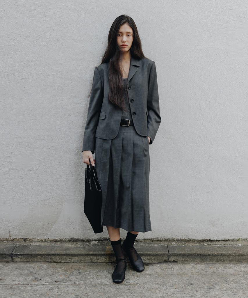 Beullaengkeulumumeon Fleur Pleated Wrap Skirt_Gray