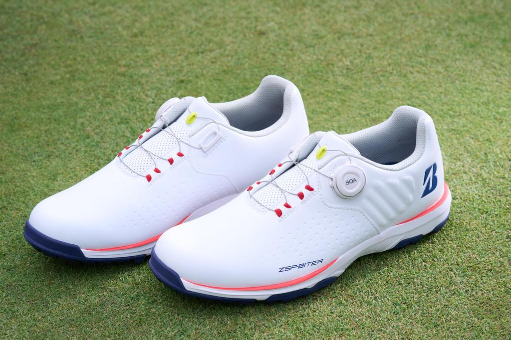 Bridgestone Zero Spike BITER Lite SH2505 Spikeless Golf Size 3E Men's Shoes, White/Orange, 26.5cm,