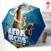 Disney Frozen Ice Age Adventure Buck Automatischer Faltregenschirm - 3-fach faltbar, Lebhaftes Cartoon-Muster, Geeignet für Outdoor-Aktivitäten,