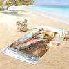 Mighty Bear Catches Salmon Print Beach Towel, Quick Drying, Suitable for Travel, Outdoor Sports, Jogging, the Beach and Swimming, Gift