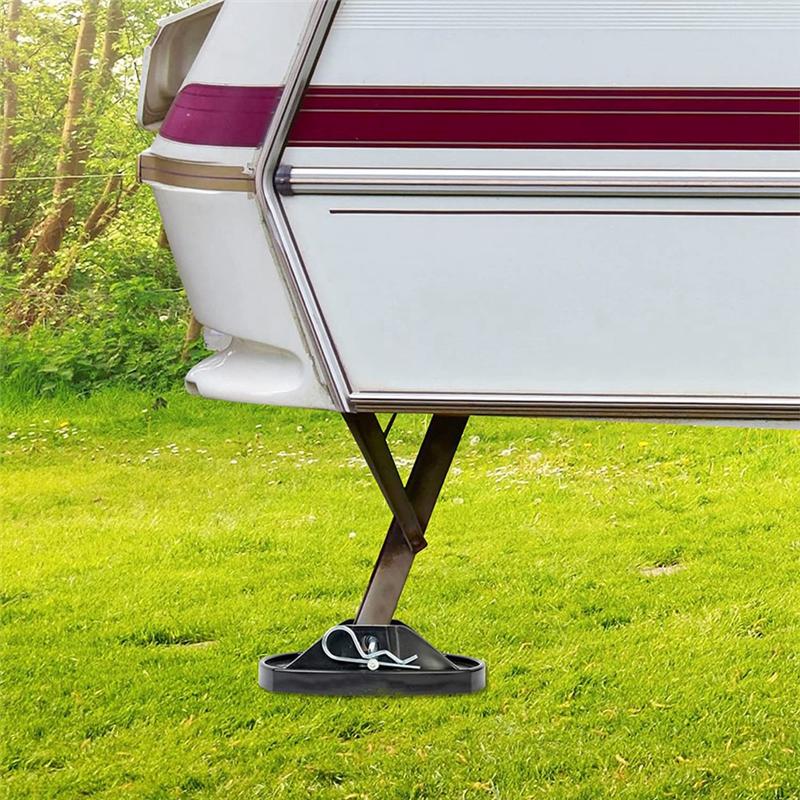 Kit de 4 Calços de Macaco para Caravana Nivelador Base de Roda Suporte de Perna Metal Preto+Plástico Para Autocaravanas Reboques Campers RV-A87Q