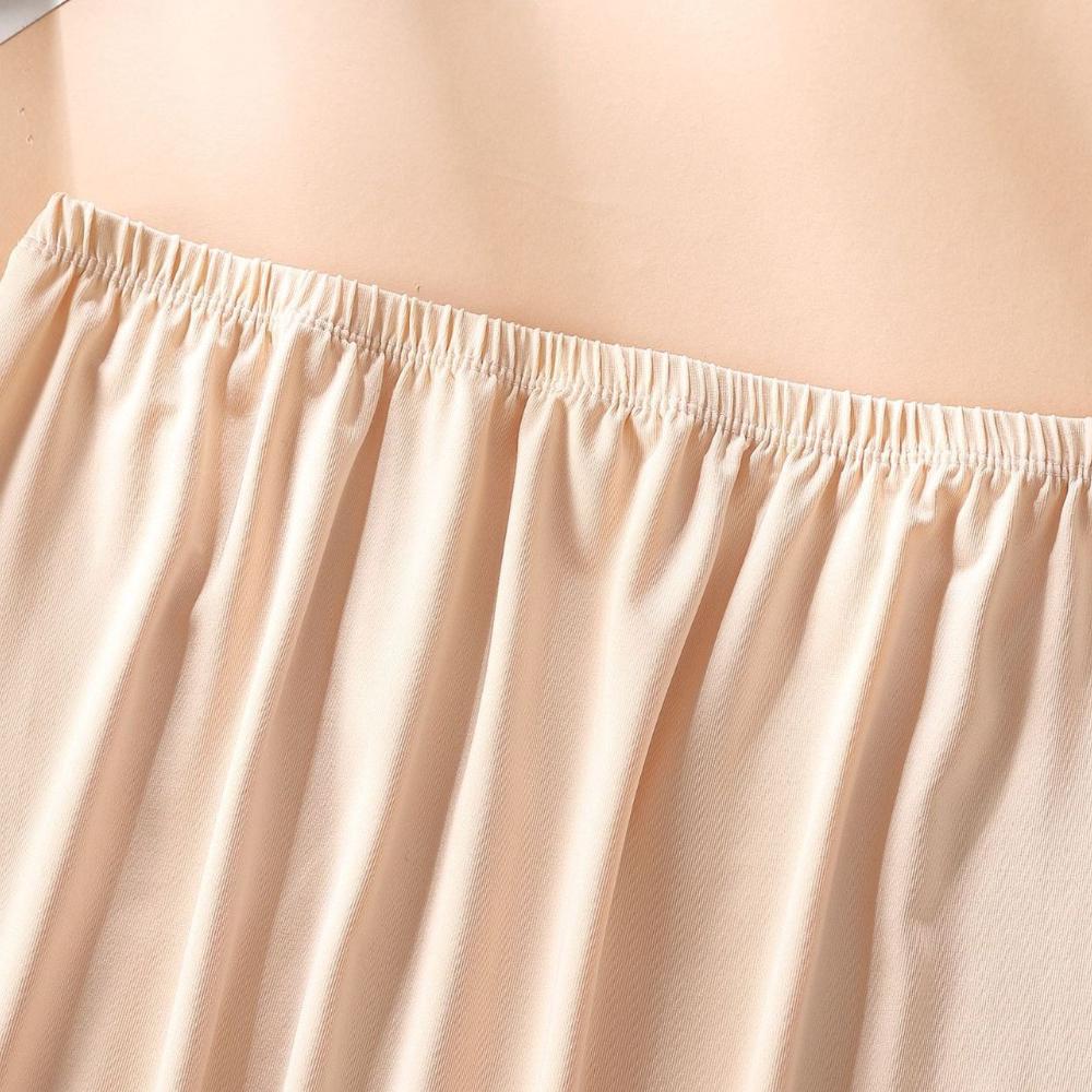 Women's Sheerproof Anti Exposure Lace Lined Mid Length A Line Underskirt Half Slip Safety Bottoming Leggings Skirt