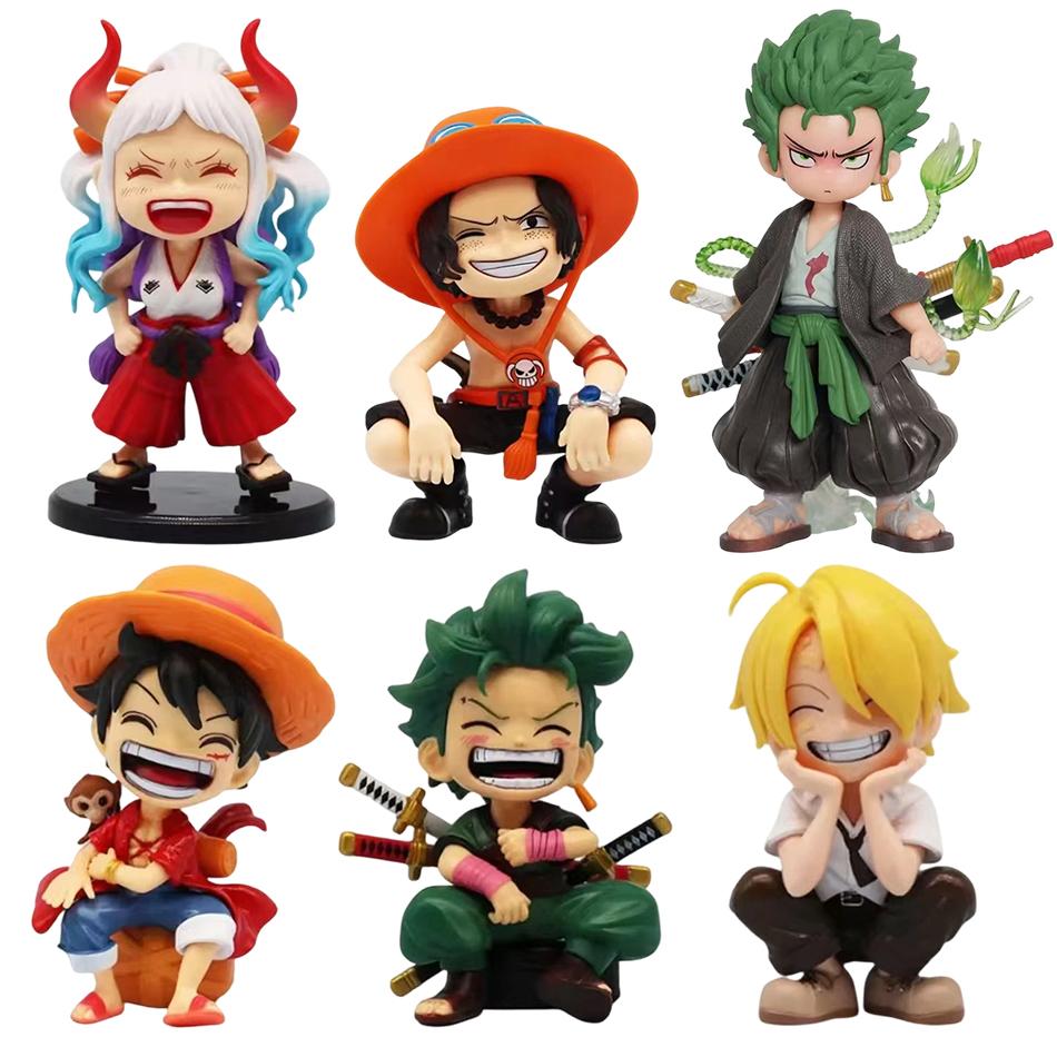 12-15cm ONE PIECE  Anime Monkey D Luffy Roronoa Zoro Q-Version PVC Model Desktop Car Ornament  Kids Birthday Christmas Gift Toys