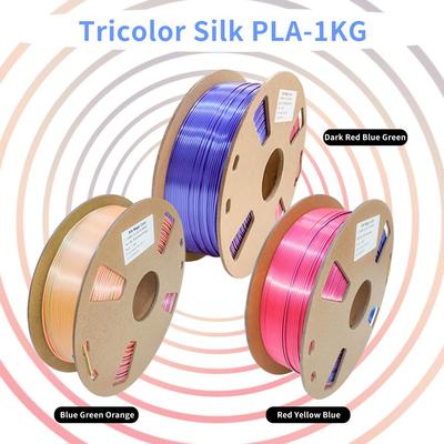 1KG 2,2 LBS Silk PLA 3D tiskové vlákno, trojbarevné koextruze hladké a snadno se tiskne, 1,75 mm 3D tiskové vlákno, vhodné pro většinu FDM tiskáren