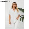 Ladies Fashion T-shirt V-neck Casual Pullover Blouse Women Loose Blouse Tops Women