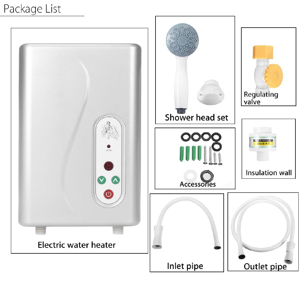 IPX4 6100W Instant Electric Water Heater Tankless Hot Instantaneous Water Heater System for Shower Kitchen Bathroom