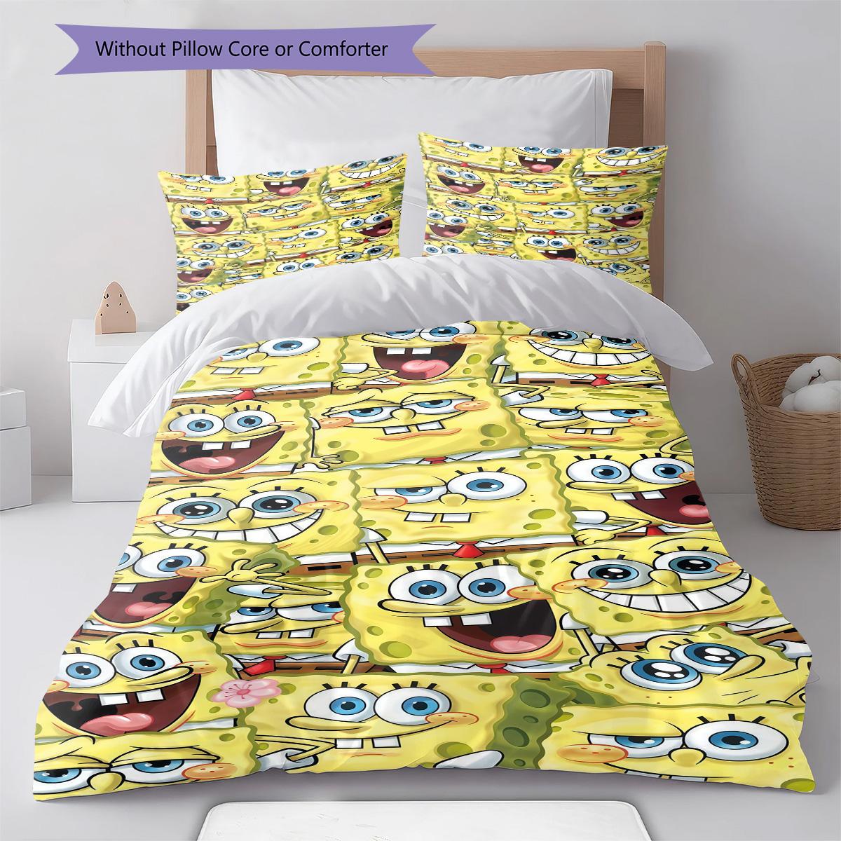 

SpongeBob SquarePants Bedding Quilt Set Quilt Cover Pillowcase Home Decoration Birthday Gift (1 * duvet cover + 2 * pillowcase, without core) 135x200cm