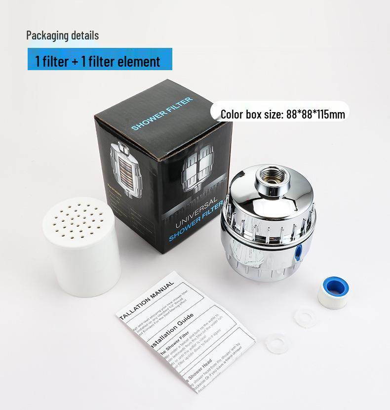 High-Flow 15-Stage Shower Filter: Removes Residual Chlorine & Beautifies Skin with 20-Layer Filter