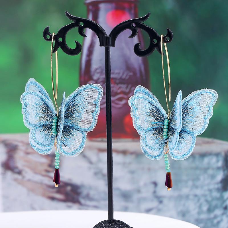 2025 Trendy Embroidered Butterfly High-end Earrings, Women's Korean Mori Temperament Stud Earrings, Pendants, Long Earrings.