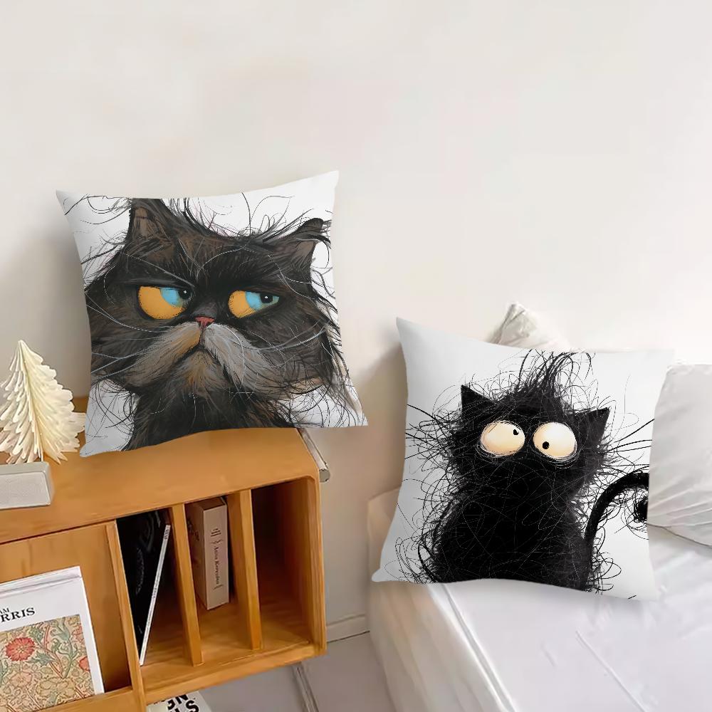 Verspielte Katzenkunst Kissenbezug Sofa Wohnzimmer Schlafzimmer Kopfteil Rückenlehne Kissen Quadratisches Kissen Nickerchen Kissenbezug