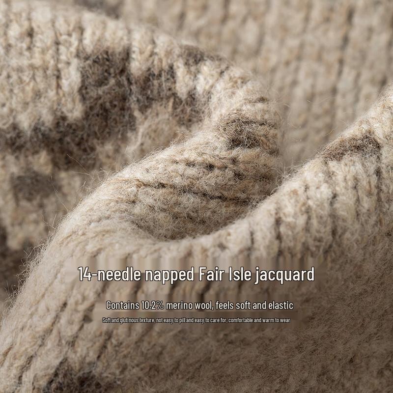 Dámský retro pletený kardigan INMAN s vysokým límcem a vzorem Fair Isle