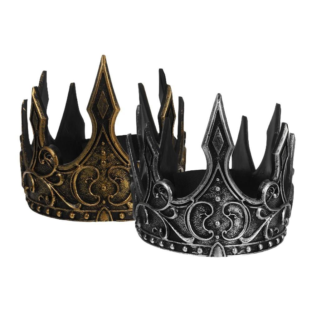 Hair Hoop PU Prince Crowns Bar Mitzvah Crown Round Tiaras Simple King Crown  Wedding