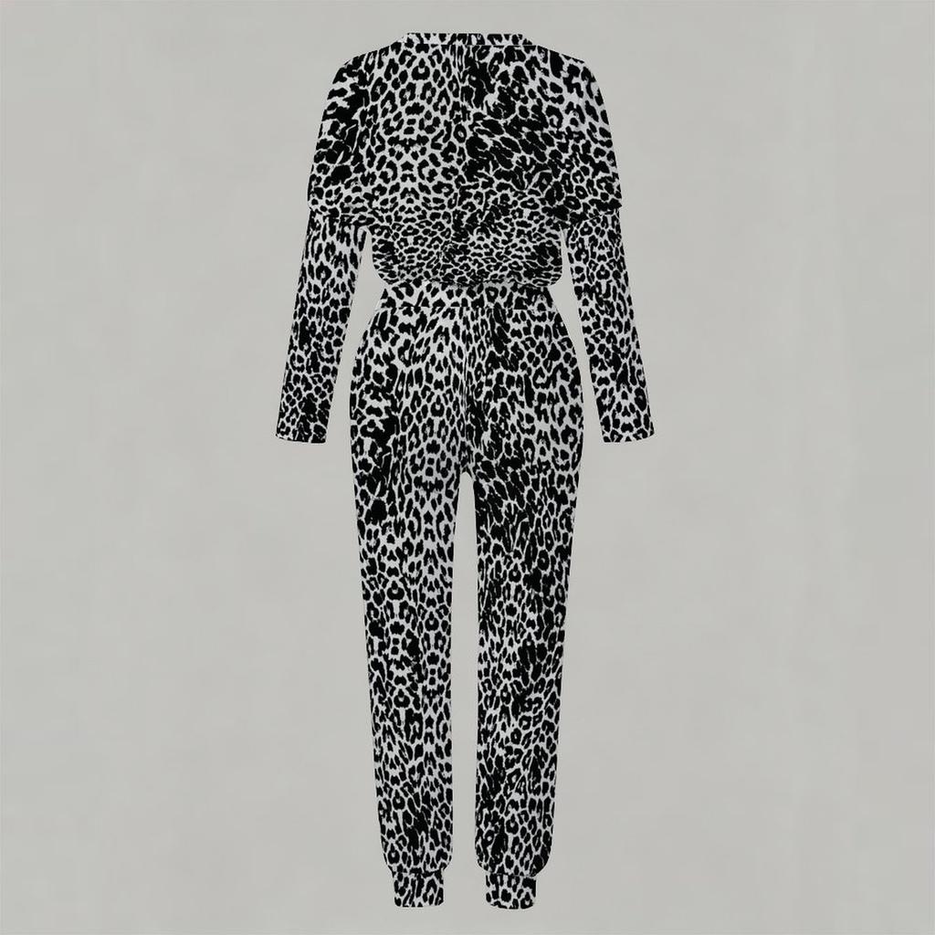 Female Crew Neck Long Sleeve Tunic And High Waist Straight Pants Two Piece Daily Casual Loungewear