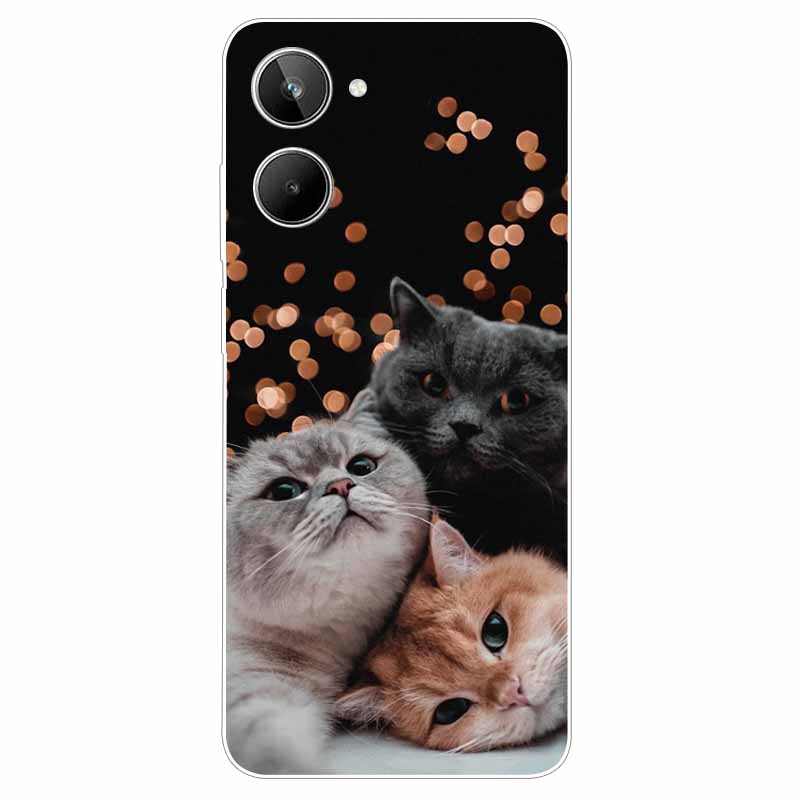 For Realme 10 4G Case 6.4'' Soft TPU Cats Lions Protection Silicone Phone Covers for Realme 10 Case 2022 Clear Realme10 RMX3630
