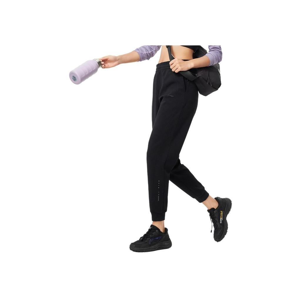 Li Ning Fitness Series Casual Breathable Comfortable Soft Knitted Sports Pants Women Pants Black AKLU140-1