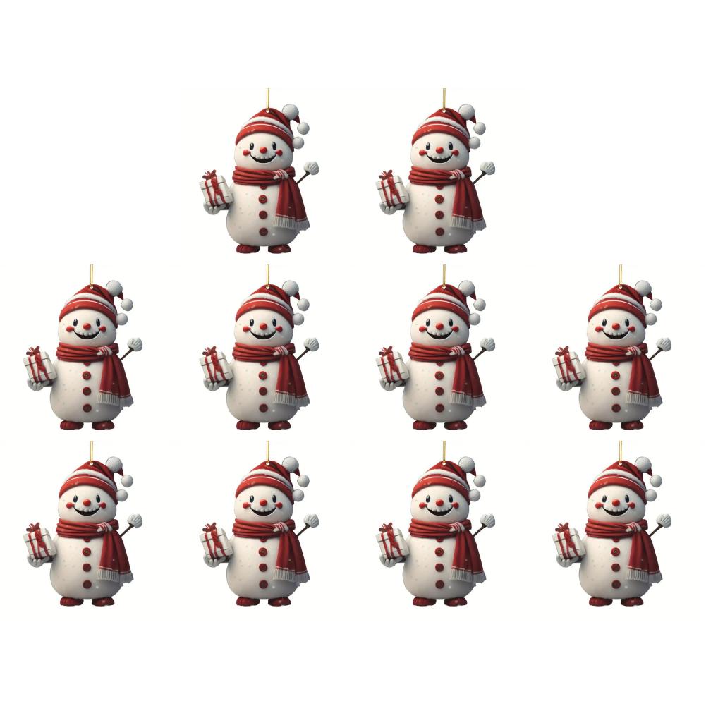 1-10PCS Christmas Tree Pendant Acrylic Xmas Tree Decoration with Lanyard Cute Hanging Ornaments Decorative for Window Fireplace