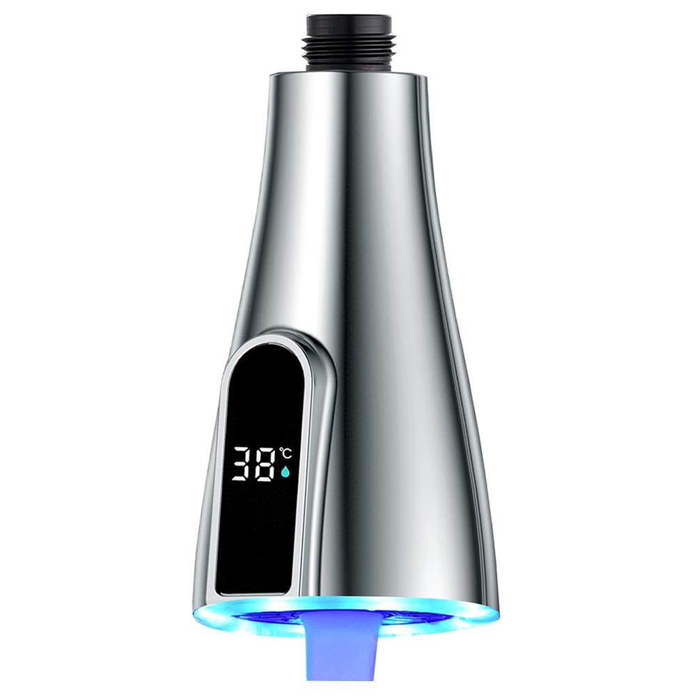 Pull Out Kitchen Sink Faucet Nozzle G12 with LED Digital Temperature Display and Two Spray Modes for Bubble and Jet Water Flow