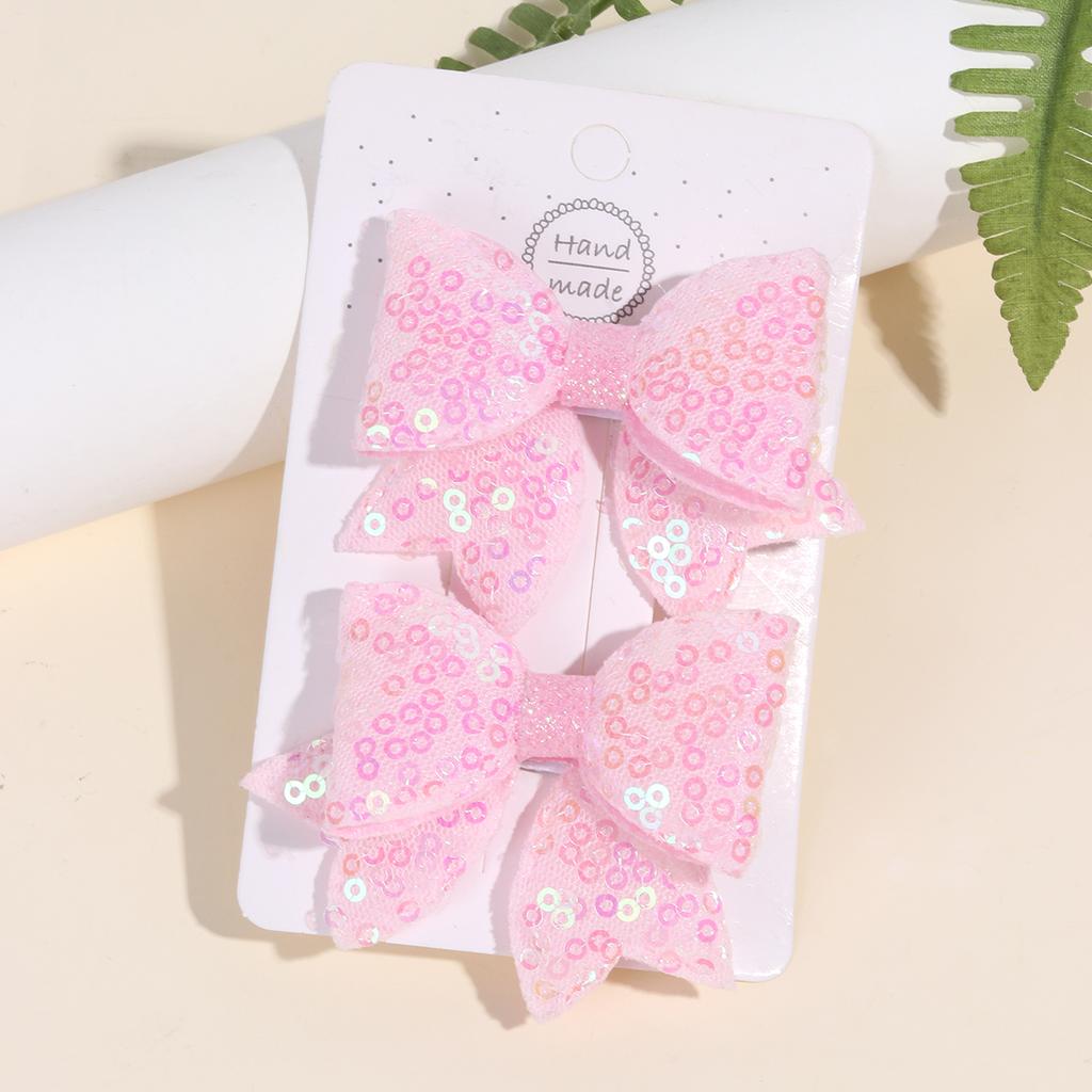 2pcs Sequin Girls Hair Bows,Shining Mesh Bow Hair Clips for Kids,Exquisite Hairpins with Tail,Kids Glitter Hair Clips Headwear