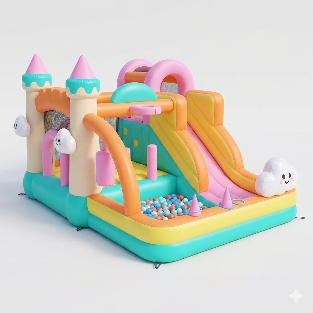 Aufblasbare Burg & Rutsche für den Außenbereich: Kleines Trampolin & Fun-Schloss für Kinder