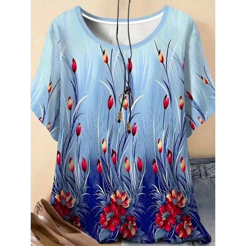 Women s Top Loose Crew Neck Short Sleeve Comfortable T-Shirts Women’s XS