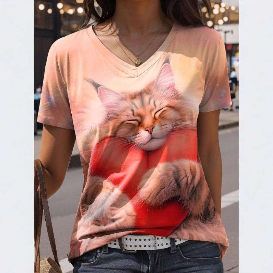 

Women s Trend Short Sleeved T-shirt 3D Digital Fashion Printed Women s Clothing Tee Shirts S