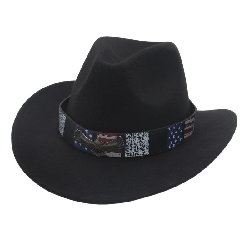 Star Stripe Accessories Top Hat Western Cowboy Hat Bull Head Accessories Felt Hat National Style Freedom Eagle Felt Hat