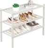 3-Tier Bamboo Shoe Rack - Free Standing Space-Saving Shoe Shelf Organizer for Small Spaces, Stackable Eco-Friendly
