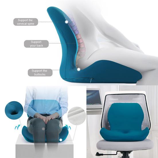 Memory Foam Seat Cushion Ergonomic Design One-piece Seat Cushion with Waist Support Anti-slip Backrest Cushion