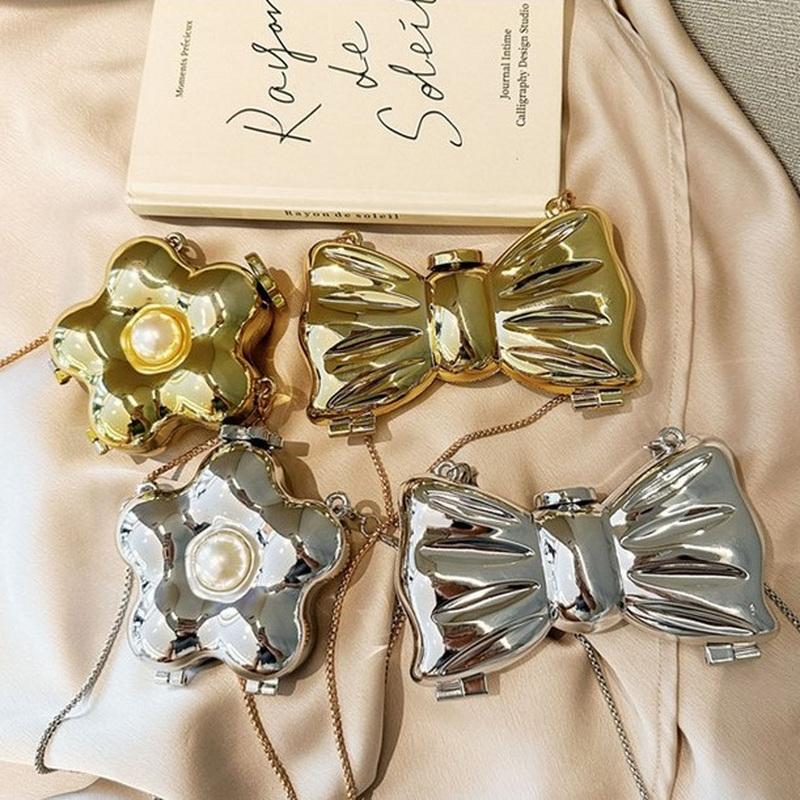 Acrylic Lipstick Bag For Wommen High Quality Acrylic Shoulder Bag Flower Bow Bag Mini Change Key Crossbody Bag