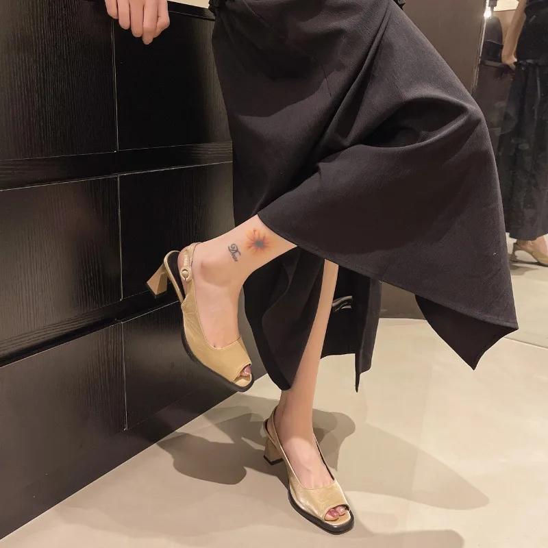 Fashion Genuine Leather Women Summer Sandals Fashion Peep Toe Women Shoes Shoes for Women High Heel Gladiator Ladies Shoes
