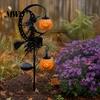 Weatherproof Autumn Yard Stakes Halloween Solar Garden Stake Light, Witch Pumpkin Moon Lantern, Metal for Fall IP44 Waterproof Outdoor Decor