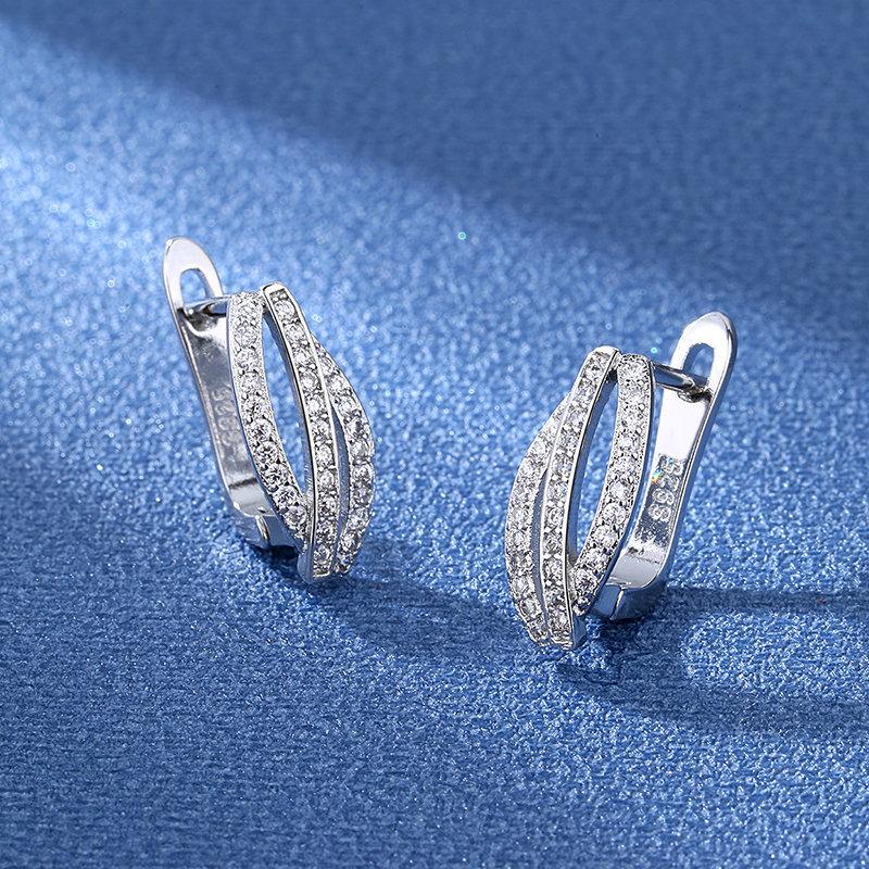 925 Sterling Silver Earrings for Women Round Zircon Earrings Sparkling Party Wedding Jewelry Gift Accessories
