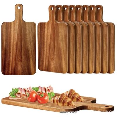 Tagliere a doppia faccia e vassoio per pizza in legno di acacia con manico