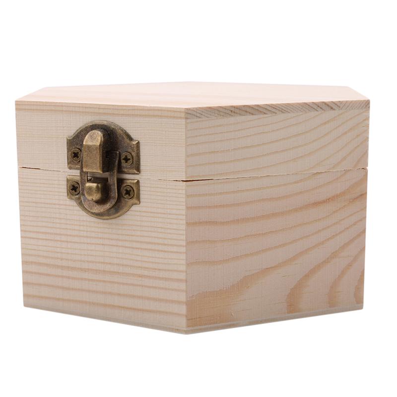 Fashion Gift Box Simple Portable Diy Hexagon Shaped Wood Jewelry Box Wedding Holder Jewelry Display 2024 New