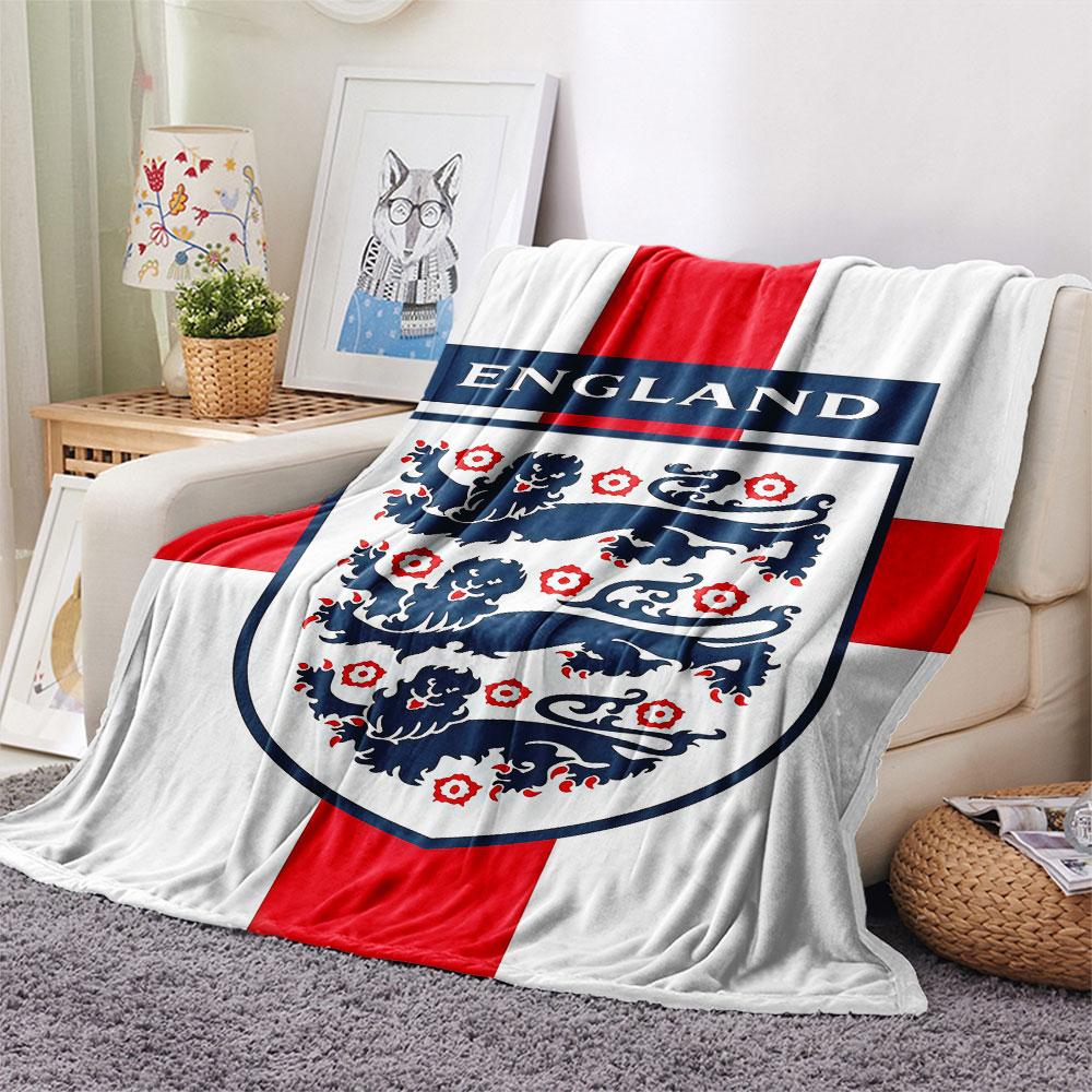 1PC England National Football Team Patterned Flannel Blanket Suitable For All Seasons for Home Decor Warmth and Comfort Gifts Holiday Present