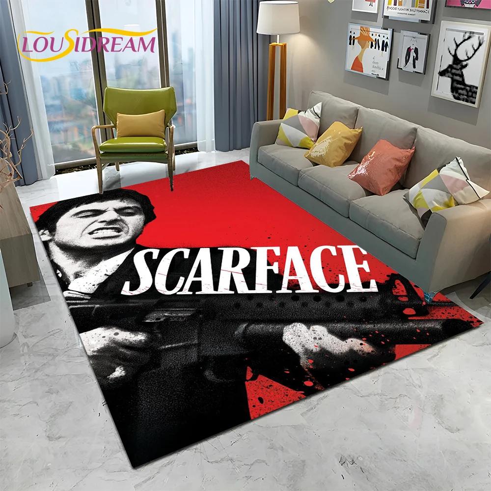 Scarface 3D Classic Film Tony Teppich für Zuhause Wohnzimmer Schlafzimmer Sofa Fußmatte Dekor, Kinder Spielbereich Teppich Rutschfeste Bodenmatte
