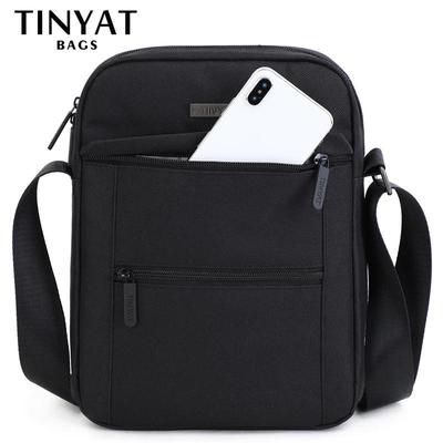 TINYTA Herentassen Heren Schoudertassen voor 9,7' tablet 9 Vakken Waterdicht Casual Crossbody Tas Zwarte Canvas Messenger Tas Schouder