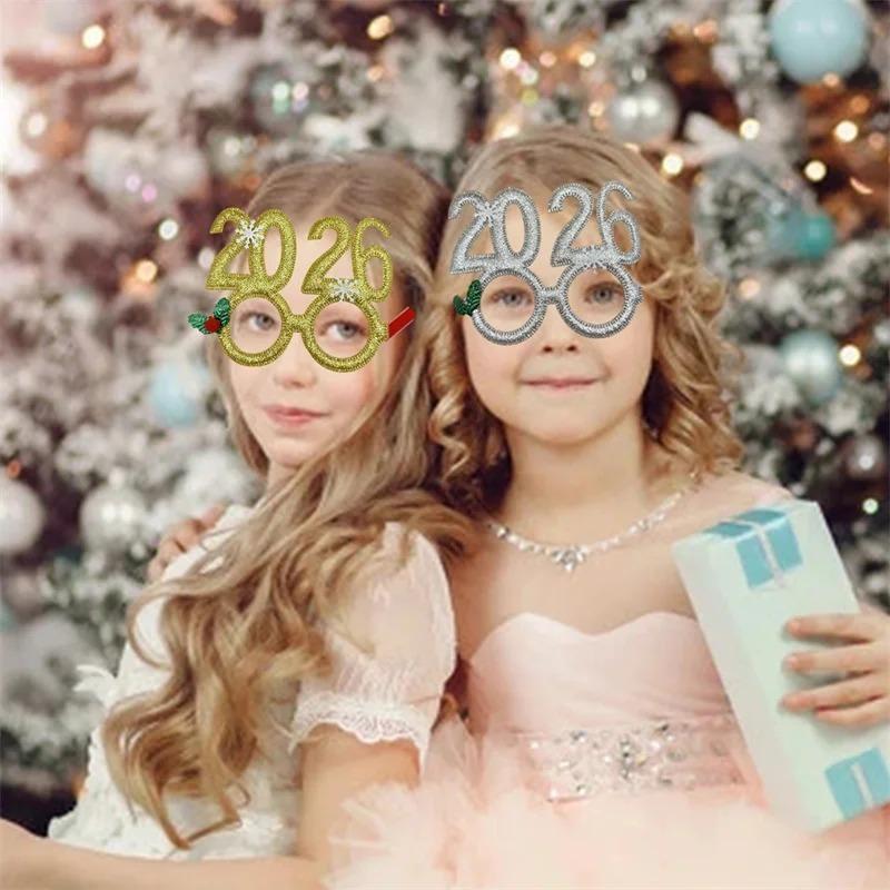 Numero 2026 Occhiali di Natale Festa di Natale Divertenti Oggetti di Scena per Photobooth Montatura Occhiali Regalo di Capodanno per Bambini Articoli per la Casa