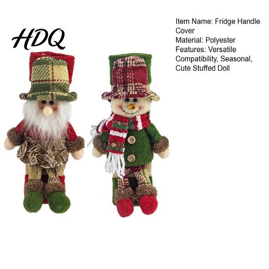 Polyester Fridge Handle Wrap 2Pcs/Set Santa Snowman Refrigerator Covers Christmas Wrap Xmas Kitchen Theme Decor Cute Decorative Door Sleeves