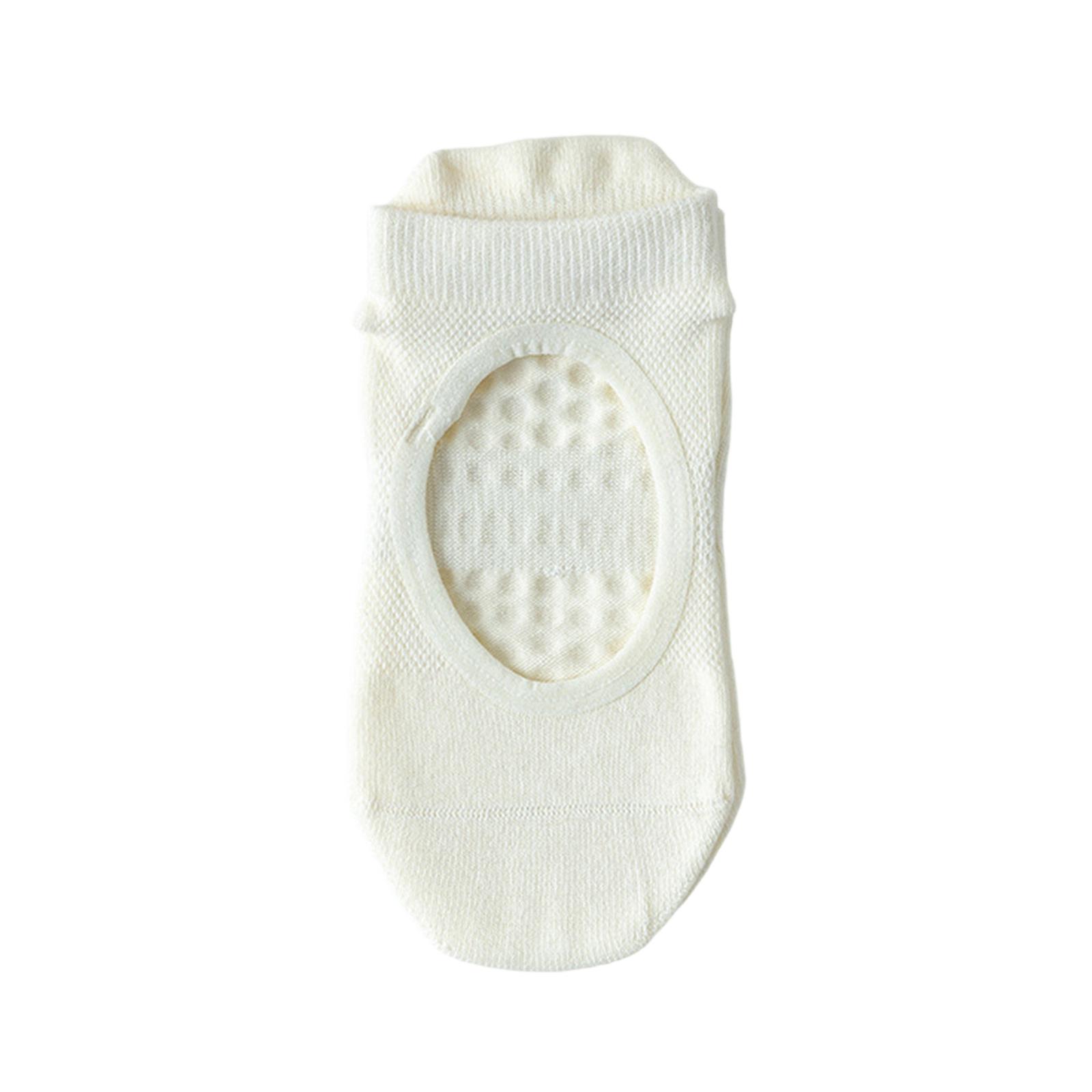 

Women Non Slip Yoga Socks with Grip Dots Pilates Socks Indoor Exercise Socks Open Back Design for Fitness Studio and Home Use One Size бежевый