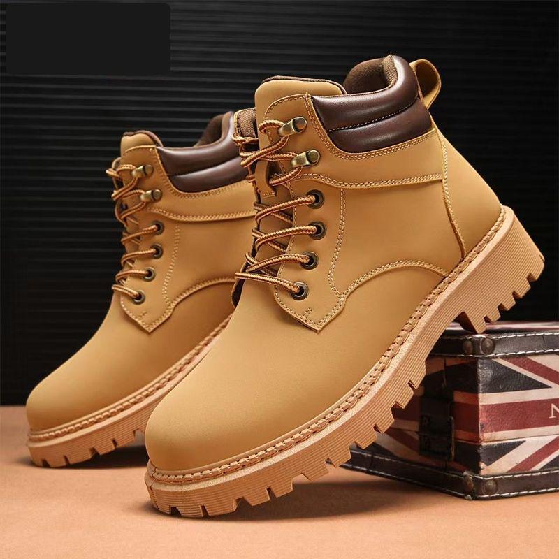 Men's 2025 Autumn High-Top Retro Yellow Martin Boots - Versatile Casual British Style.